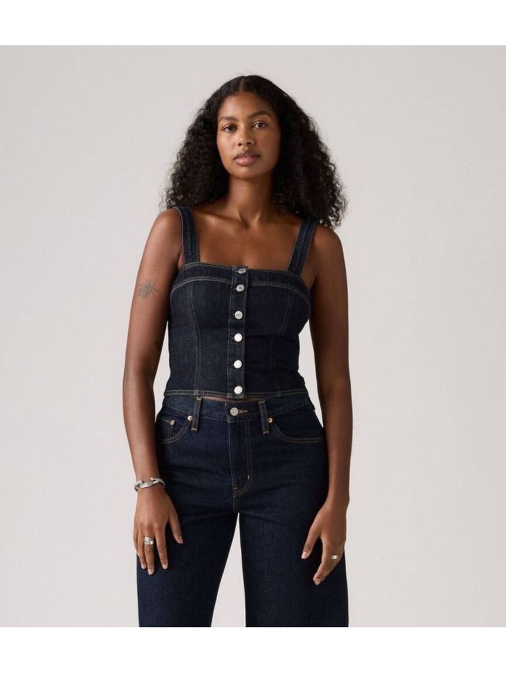 Levi’s Drea Button-Front Denim Bustier Jean Top